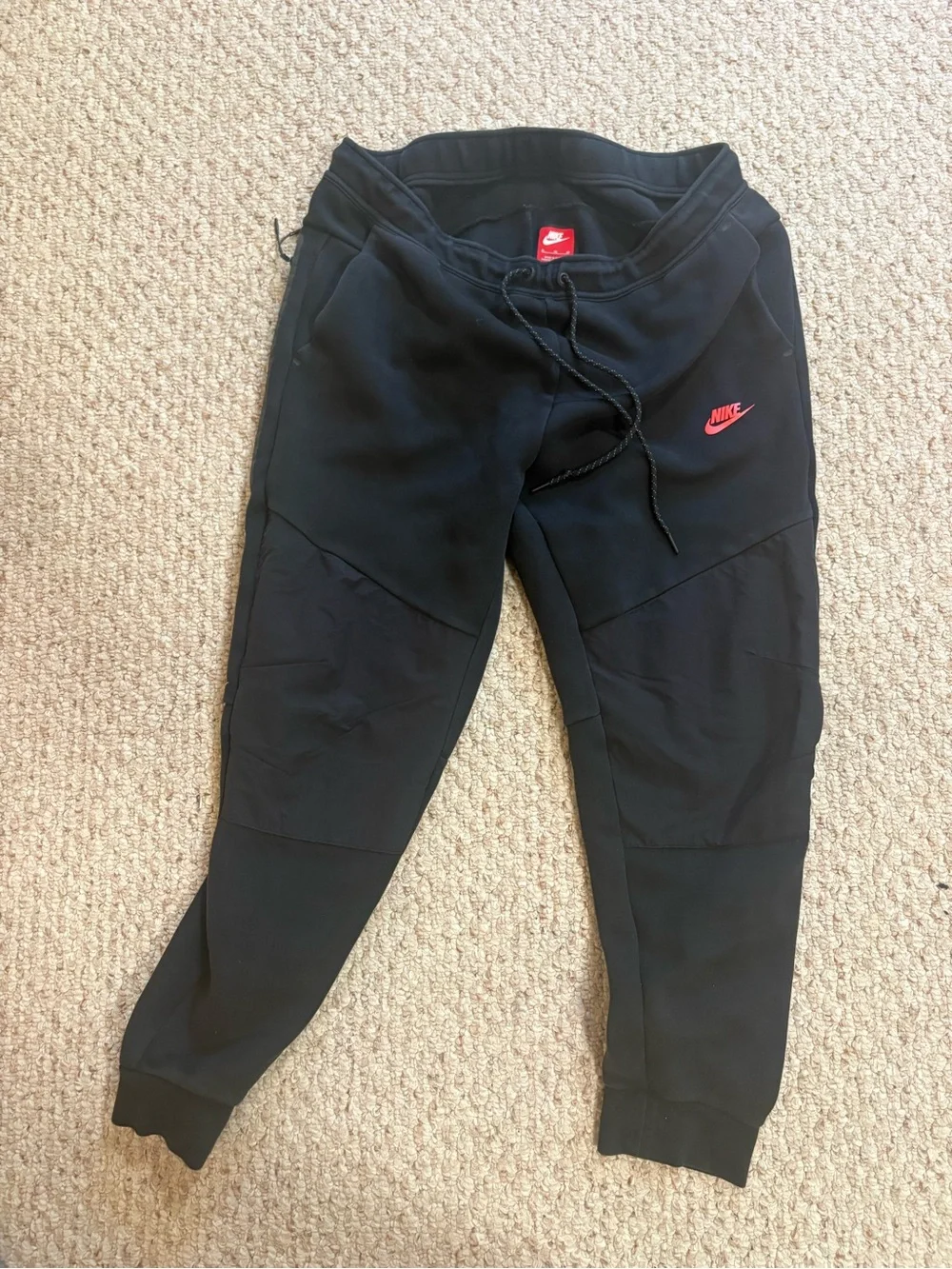 Nike Black Jogger Sweatpants with Red Logo